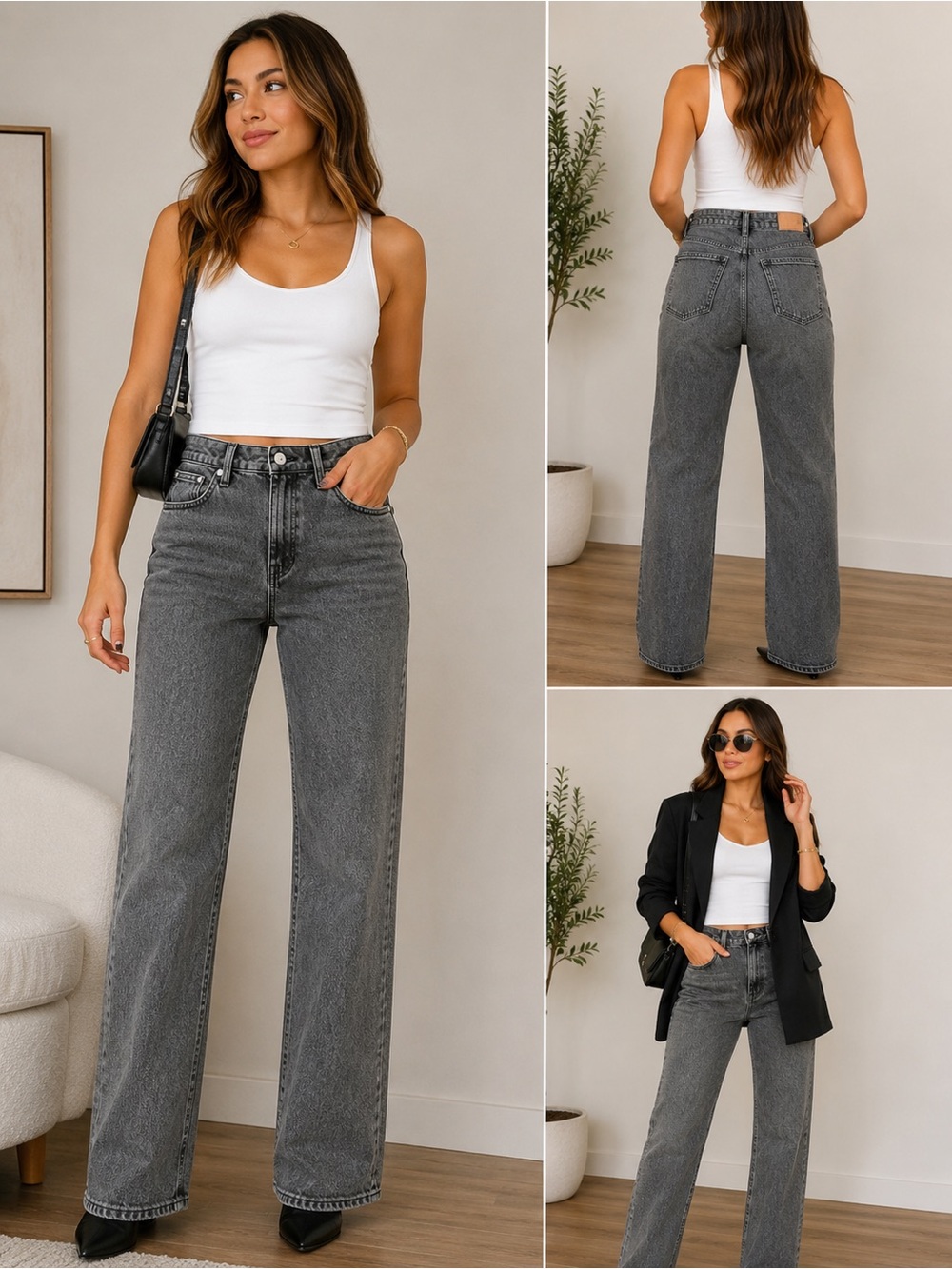 Madewell Size 30 Washed Black High Rise Straight Leg Jeans Charcoal Denim